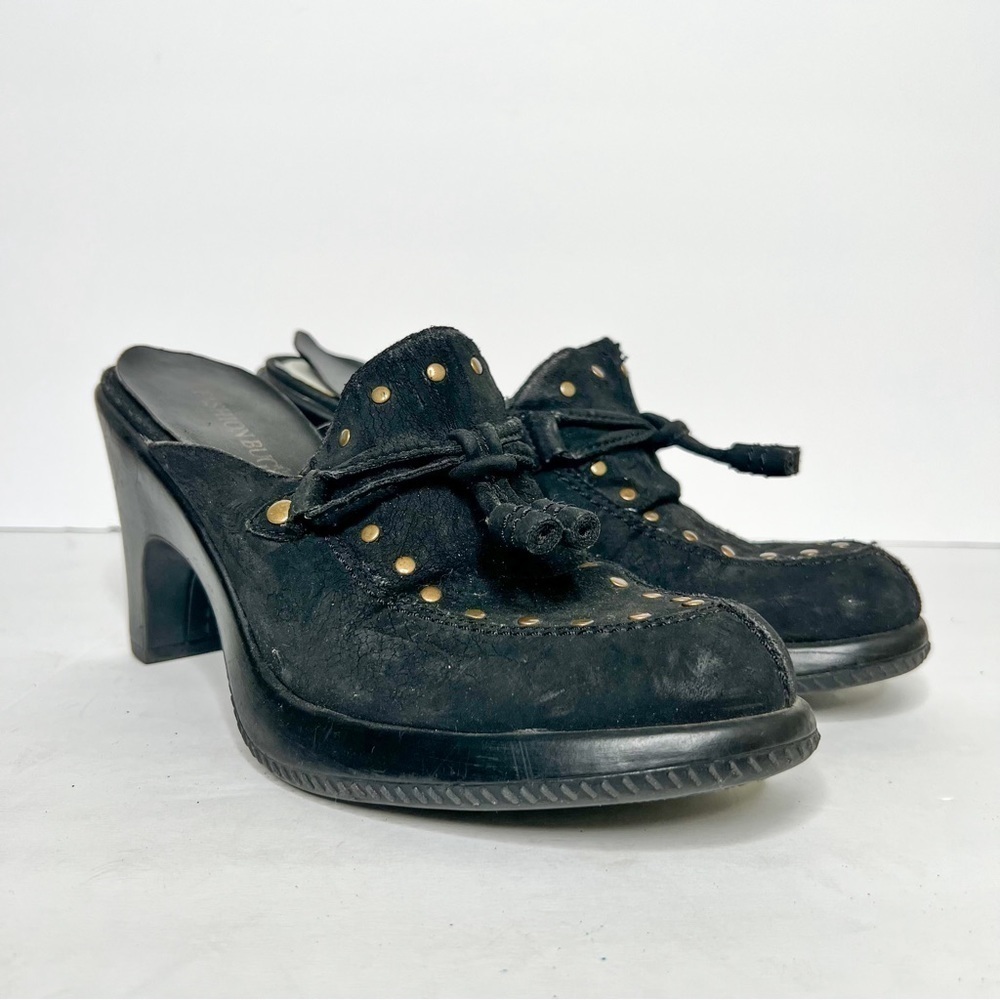 VTG Y2K Fashion Bug Black Heeled Clogs Studded Size 8 Women’s